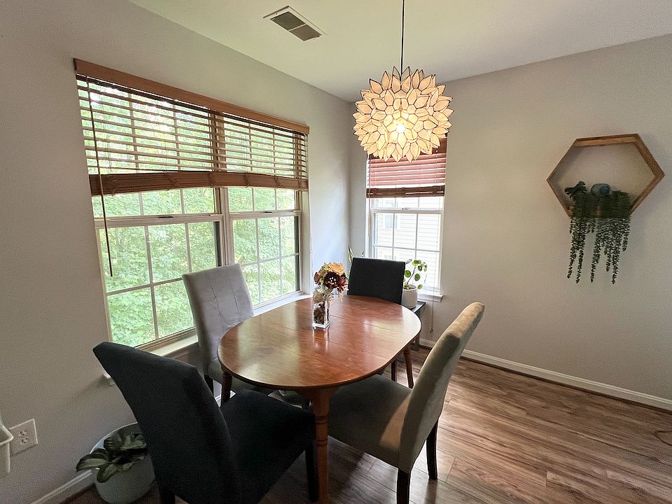 Dining area with modern light.