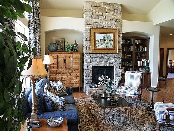 Living room with fireplace