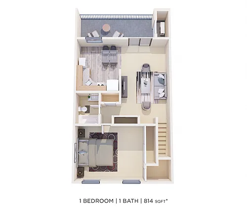 Floor plan One Bedroom - 814 sqft