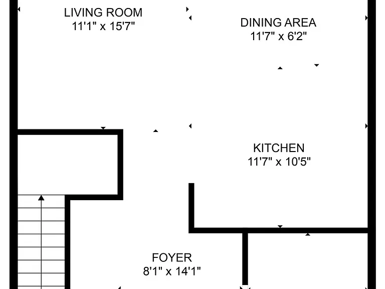 Inviting floor plan showcasing a large living room, dining area, and kitchen with an attached balcony, perfect for modern living. Inviting floor plan showcasing a large living room, dining area, and kitchen with an attached balcony, perfect for modern liv