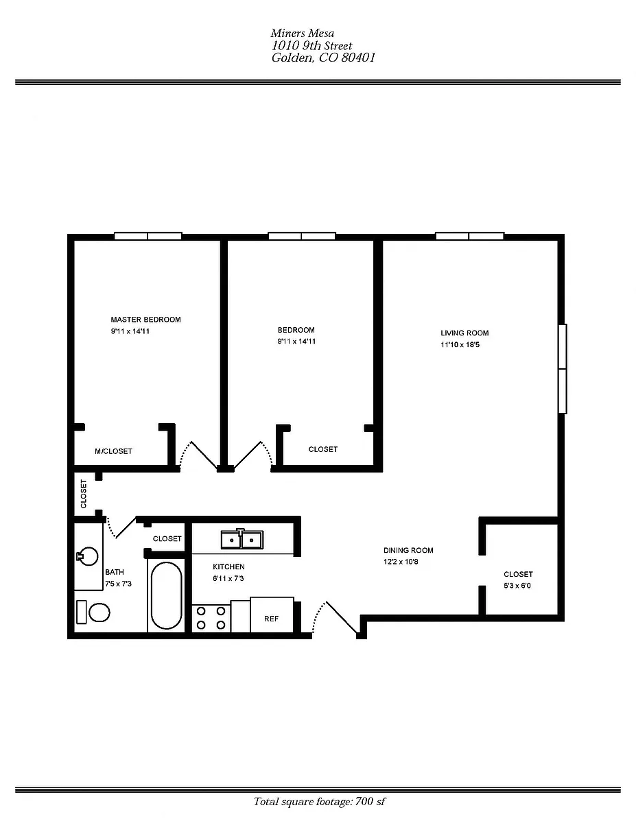 Floor plan 2 BEDROOM- Miners Mesa