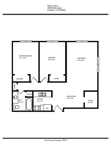 Floor plan 2 BEDROOM- Miners Mesa