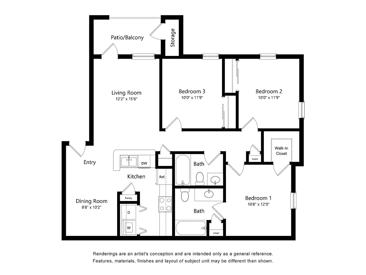 Floor plan C1 | 3 Bed | 2 Bath