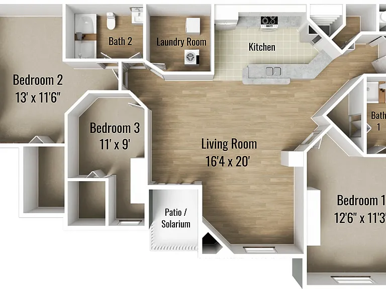 PC Three Bedroom Floorplan PC Three Bedroom Floorplan