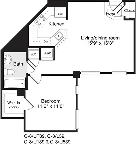 Floor plan 1 Bedroom J