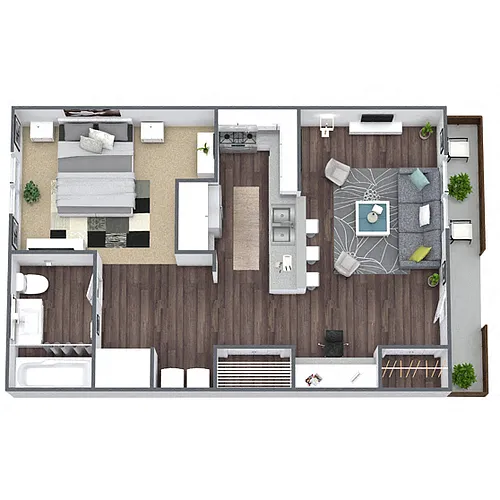 Floor plan 1 Bed 1 Bath JR