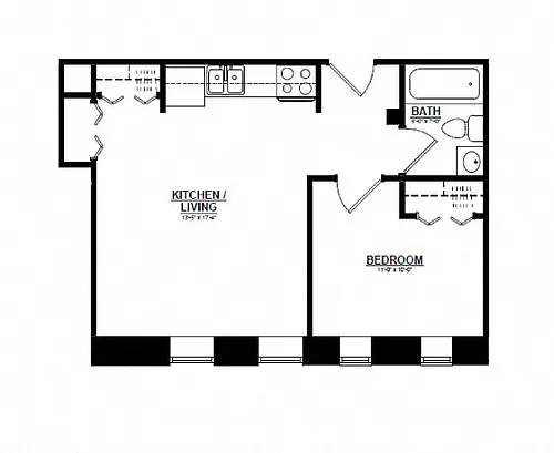 Floor plan The Argyle on Mass Ave One Bedroom G