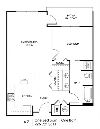 Floor plan A6: 1 Bed 1 Bath