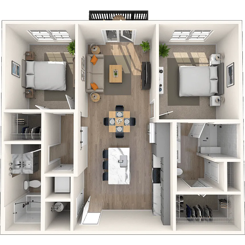 Floor plan Traditional 2x2 1020-1088 SF-FP