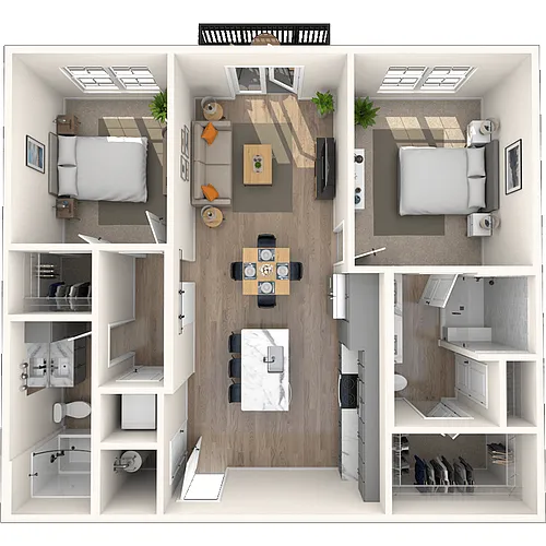 Floor plan Traditional 2x2 1020-1088 SF-FP
