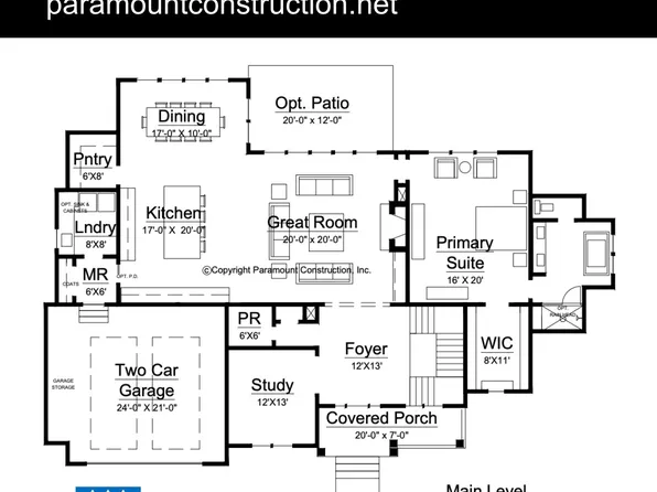 First Floor Primary Suite Plan, PCI - 20815