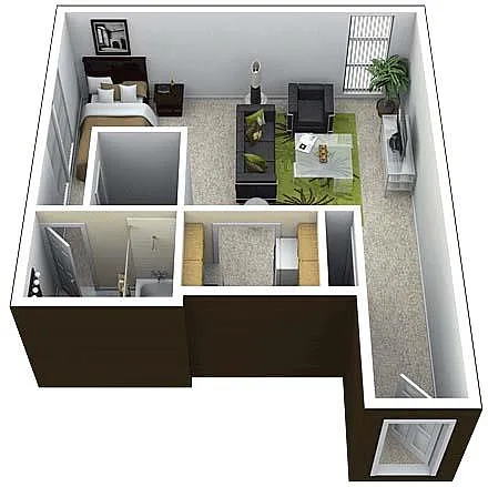 Floor plan Studio 1Bathroom