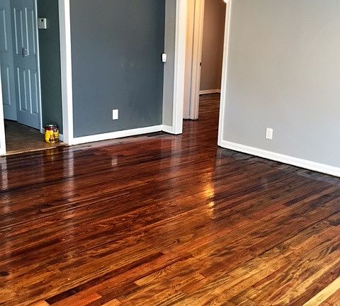 recently refinished cherry hardwood flooring