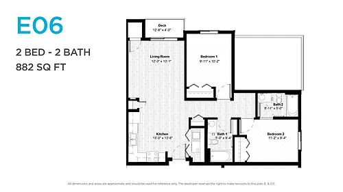 Floor plan Two Bedroom Two Bath