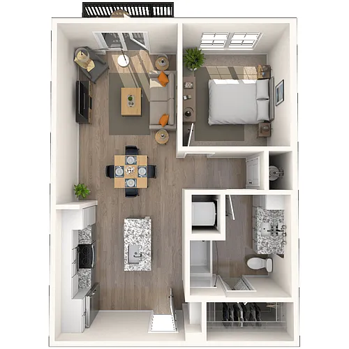 Floor plan Traditional 1x1 675-743 SF-FP