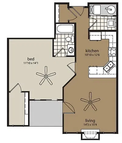 Floor plan 1C 853 sf