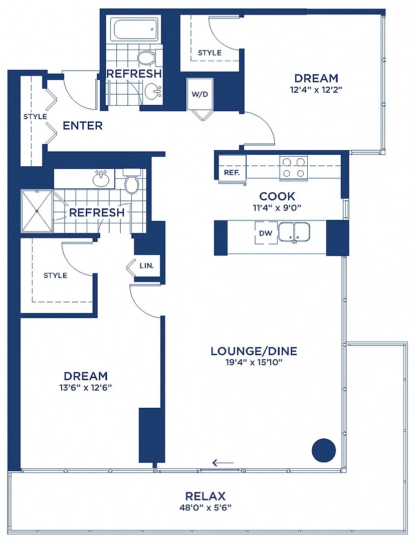 Floor plan Residence 9 (2BR/2BA)