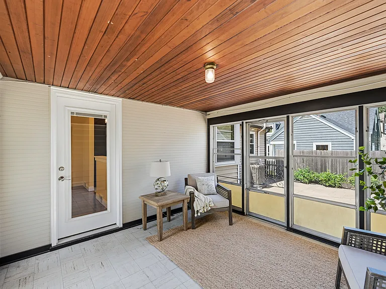 Breezeway between house and two-car garage.