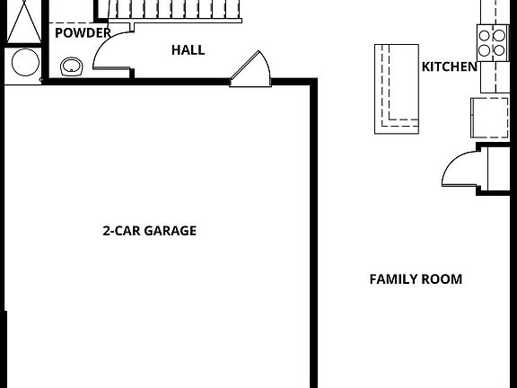 The first story of the Dorado with a spacious family room and chef ready kitchen