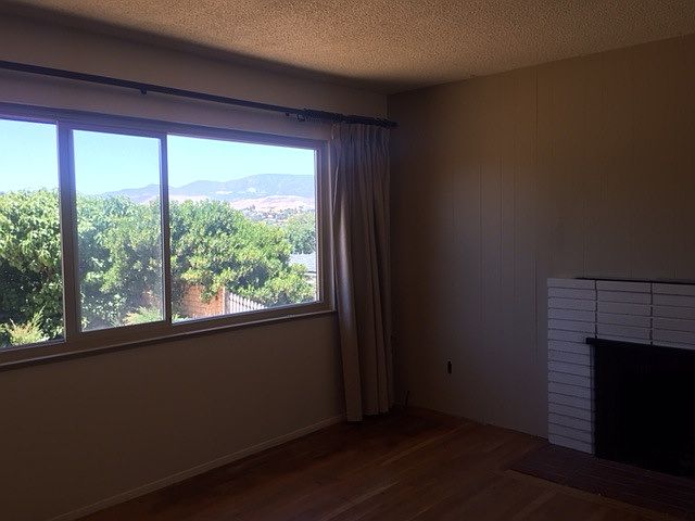 Family Room with lovely view and fireplace.