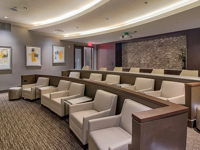 Private screening room with surround sound system for best entertainment experience