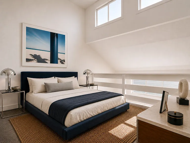 Loft bedroom filled with light.