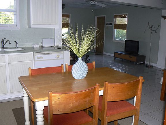 dining table with view into living room