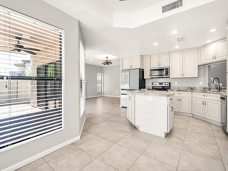 Functional kitchen with great views.