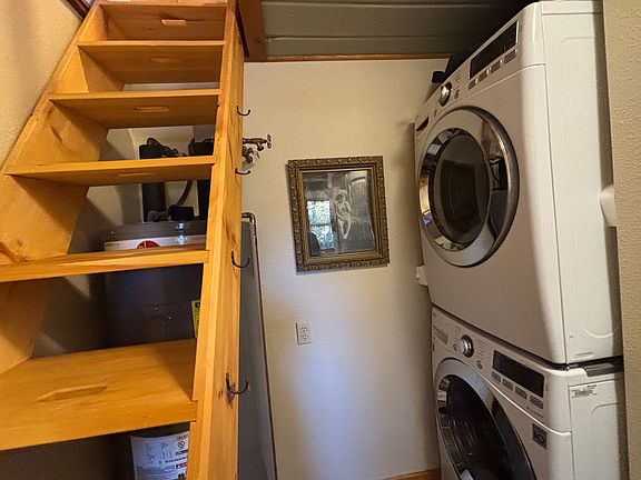 Stairs to the little loft, and new washer/dryer
