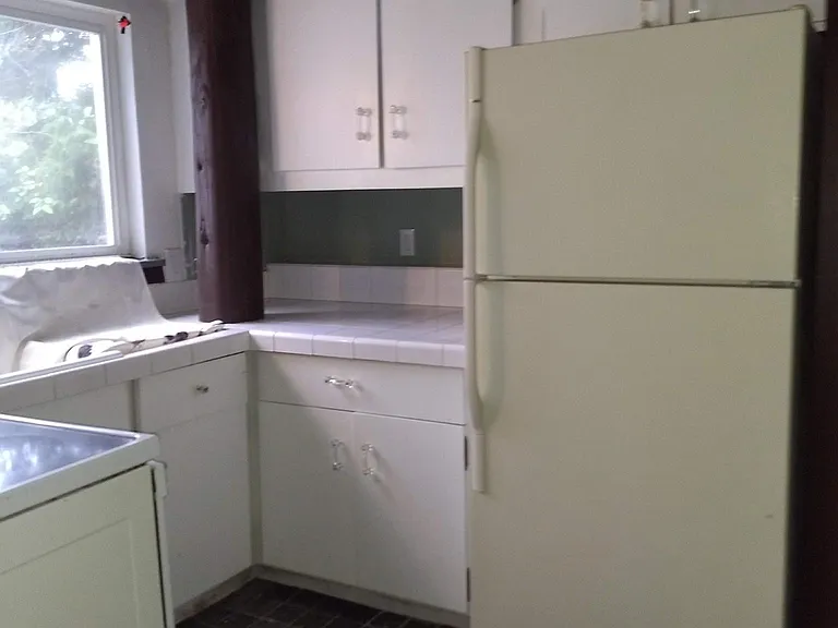 Step saver kitchen with lake view