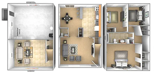 Floor plan 3 Bedroom Townhome