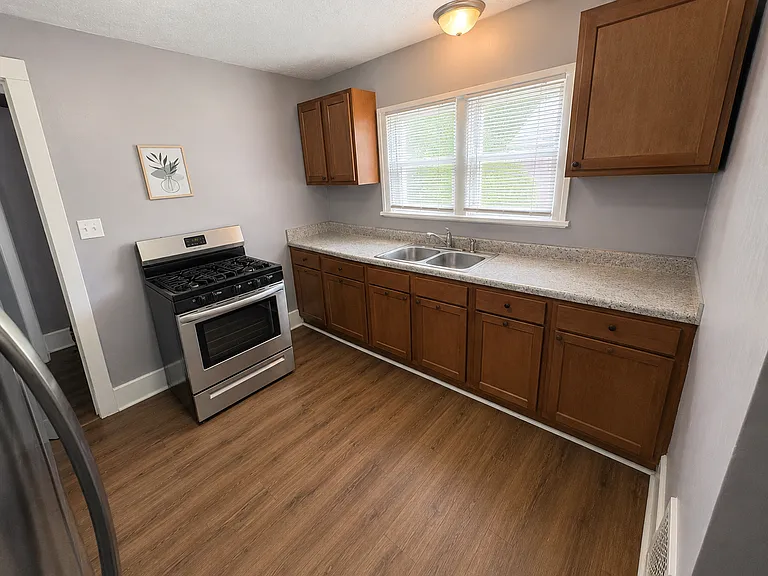 Kitchen with stainless steel appliances