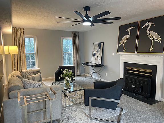 Family room with gas fireplace.