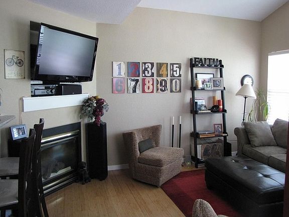 Living room and fireplace