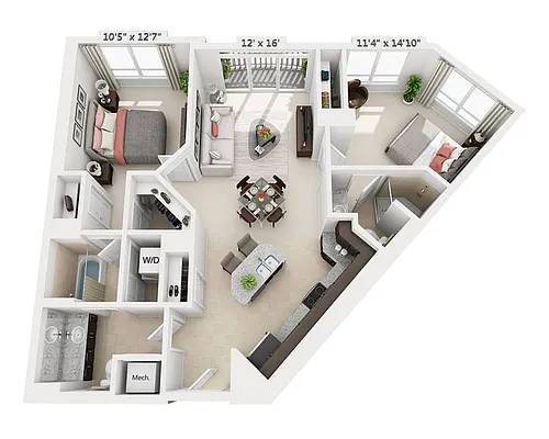 Floor plan Two Bedroom B2A