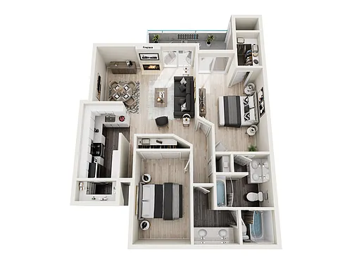 Floor plan Two Bedrooms Two Bathrooms B