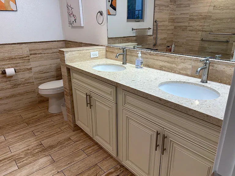 Master bathroom with double vanities