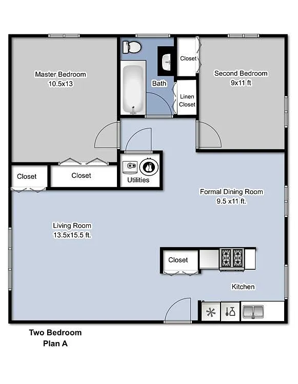Floor plan 2 Bedroom - Plan A