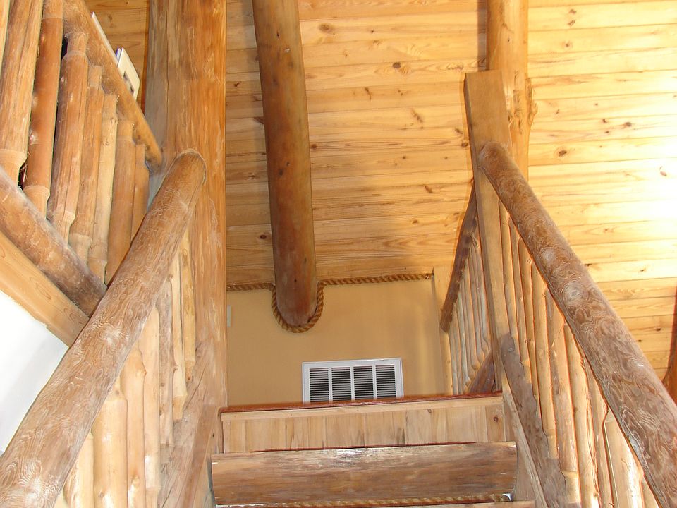 Log railing, spindals & step