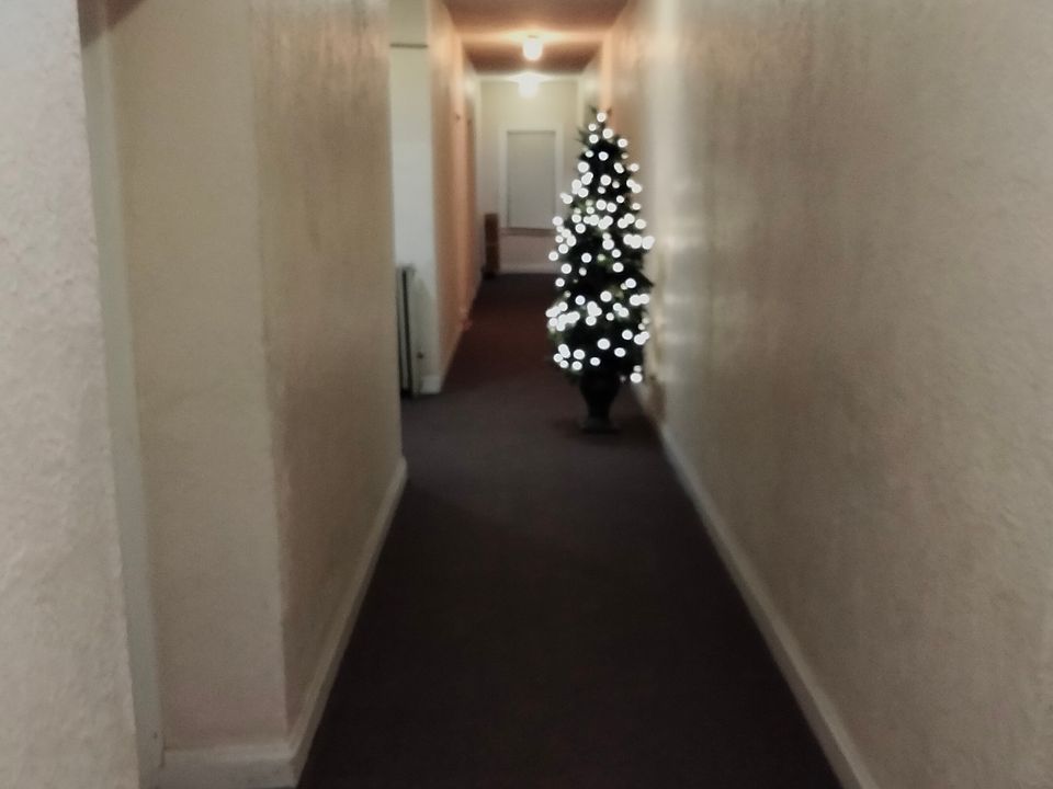 Hallway to apartment unit