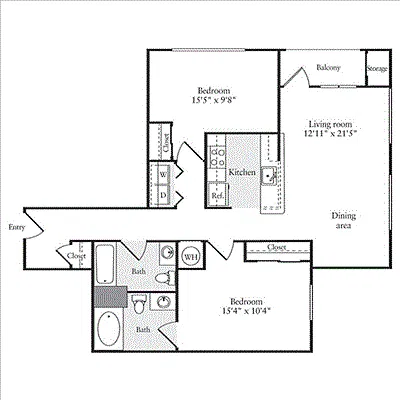 Floor plan 2 Bedrooms A