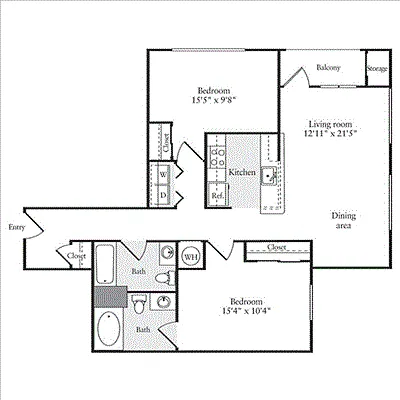 Floor plan 2 Bedrooms A