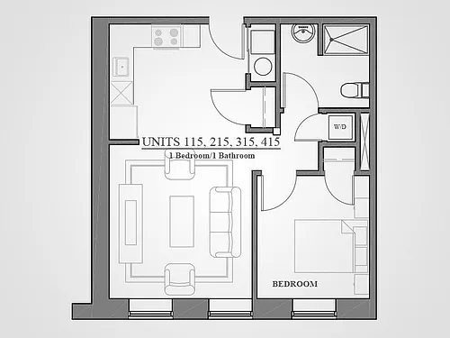 Floor plan 1 bed - Type B