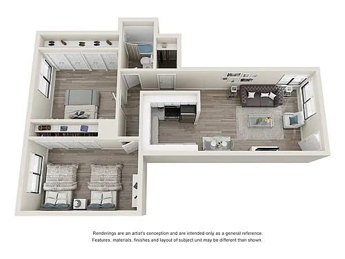Floor plan 2 Bedroom 1 Bathroom