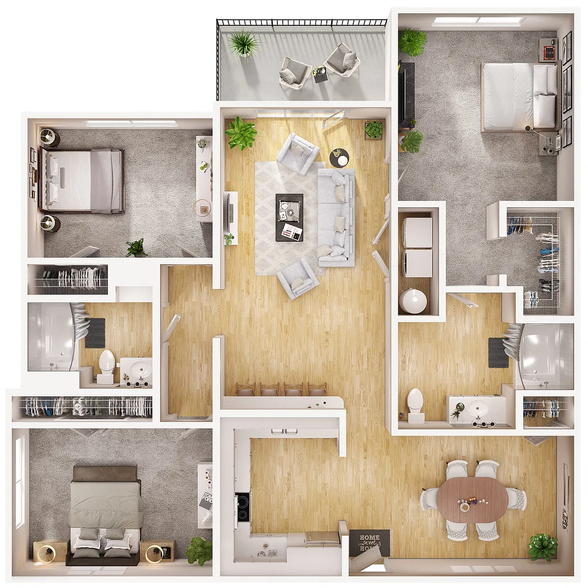 Floor plan 3A w/Patio