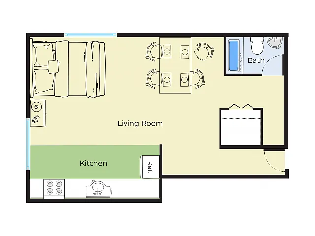 Floor plan Dog Friendly Studio