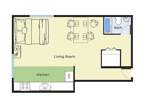 Floor plan Dog Friendly Studio