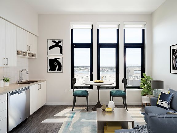 Light-filled apartment homes with galley kitchens and smart home packages.