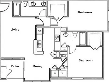 The Breakers at Windmill Lakes - B1 - 2 Beds - 2 Baths - 998 Sq. ft.