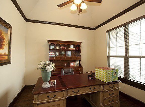 Located off the entry is the home office